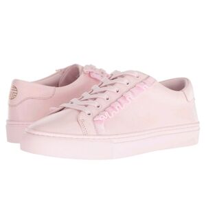 Tory Burch Sport Calf Leather Ruffle Sneakers Cotton Pink Size 9